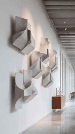 Pannelli acustici integrati nel design di un ristorante contemporaneo
