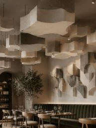 Soluzioni acustiche per ristoranti con pannelli fonoassorbenti di design