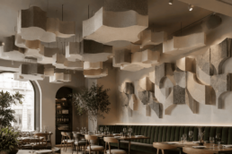 Soluzioni acustiche per ristoranti con pannelli fonoassorbenti di design